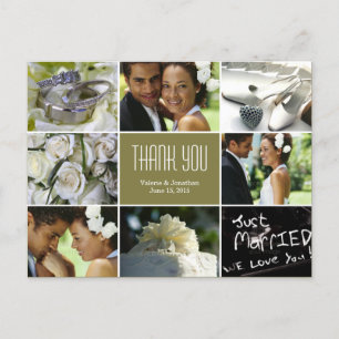Wedding Collage Vielen Dank Postcard - Sage Postkarte