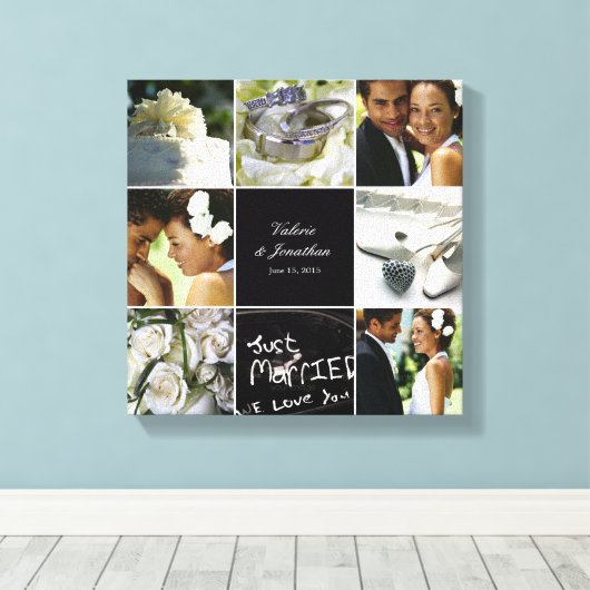 Wedding Collage Wrapped Canvas Leinwanddruck (Insitu (Holzboden))