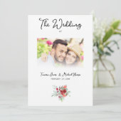 Wedding Colorful Red Shades Flowers Bouquet Einladung (Stehend Vorderseite)