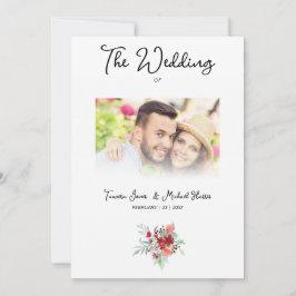 Wedding Colorful Red Shades Flowers Bouquet Einladung