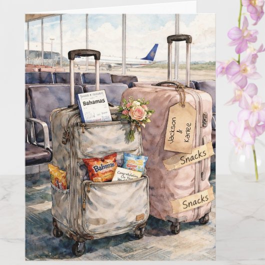 Wedding Congratulations Honeymoon Trip Snacks Card Karte