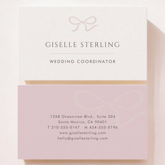 Wedding Coordinator Pink Bow Visitenkarte