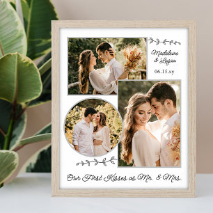Wedding Couple Custom Foto Collage Mr. Kisses Poster
