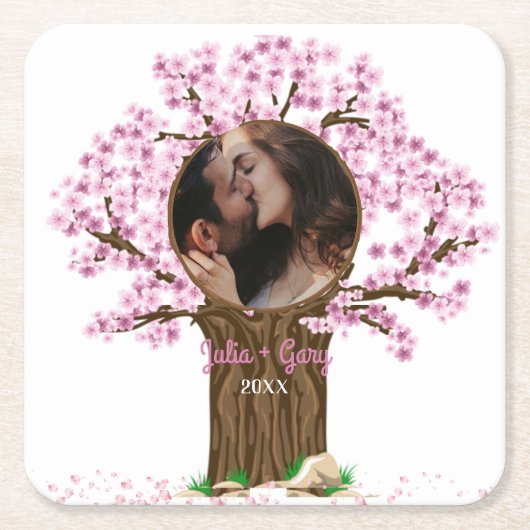 Wedding Couple Custom Foto Rechteckiger Pappuntersetzer (Vorderseite)