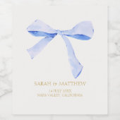 Wedding Couple Dusty Blue Ribbon Weinetikett (Einzelnes Label)