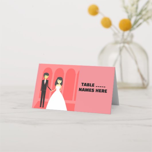 WEDDING COUPLE Folded Platzkarte, Faltstil: Platzkarte (Vorderseite)