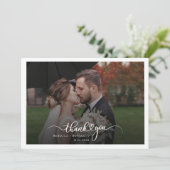 Wedding Couple Foto Script Mr. and Mrs. Dankeskarte (Stehend Vorderseite)
