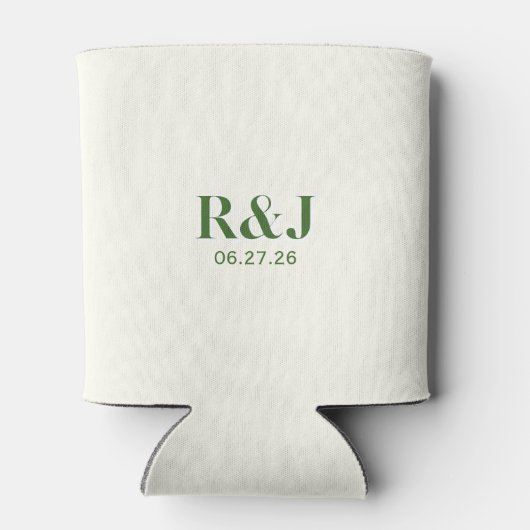 Wedding Couple Green Monogram Dosenkühler (Rückseite)