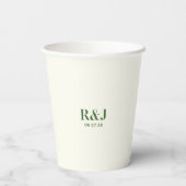Wedding Couple Green Monogram Pappbecher (Rückseite)