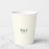 Wedding Couple Green Monogram Pappbecher (Vorderseite)