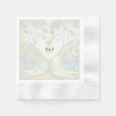Wedding Couple Green Monogram Serviette (Vorderseite)