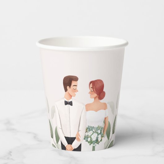 Wedding Couple Illustration Paper Cup Pappbecher (Rückseite)