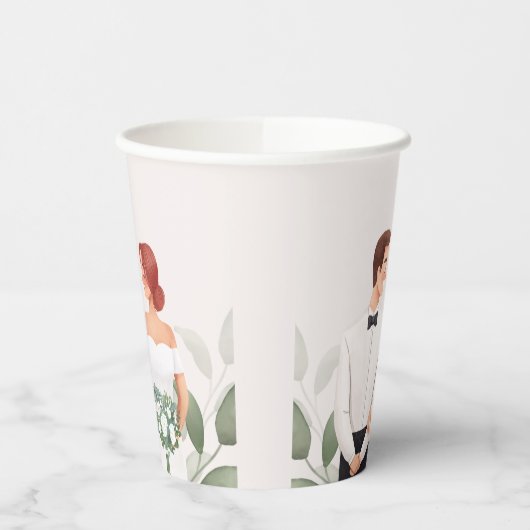Wedding Couple Illustration Paper Cup Pappbecher (Links)