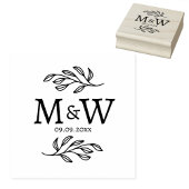 Wedding Couple Monogram Date Elegant Botanical Gummistempel