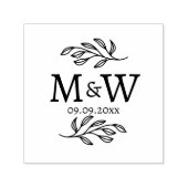 Wedding Couple Monogram Date Elegant Botanical Permastempel (Design)