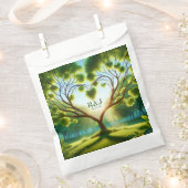 Wedding Couple Monogram Green Geschenktütchen (Ausgeschnitten)