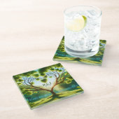 Wedding Couple Monogram Green Glasuntersetzer (Schrägansicht)