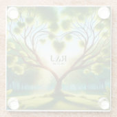 Wedding Couple Monogram Green Glasuntersetzer (Rückseite)