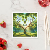 Wedding Couple Monogram Green Napkin Serviette (Beispiel)