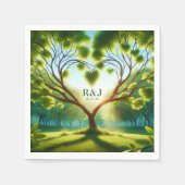 Wedding Couple Monogram Green Napkin Serviette (Vorderseite)