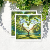 Wedding Couple Monogram Green Napkin Serviette