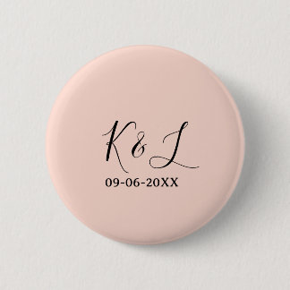 Wedding couple name letter date red pastel backgro button