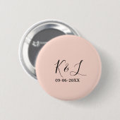 Wedding couple name letter date red pastel backgro button (Vorne & Hinten)
