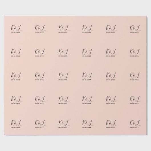 Wedding couple name letter date red pastel backgro geschenkpapier (Flach)