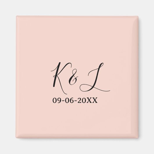 Wedding couple name letter date red pastel backgro magnet (Vorne)