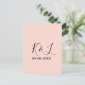 Wedding couple name letter date red pastel backgro postkarte (Stehend Vorderseite)
