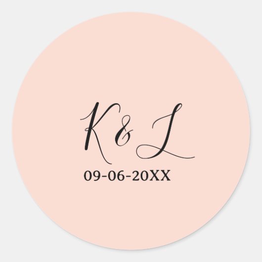 Wedding couple name letter date red pastel backgro runder aufkleber (Vorderseite)