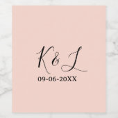 Wedding couple name letter date red pastel backgro weinetikett (Einzelnes Label)
