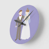 Wedding Couple Runde Wanduhr (Winkel)