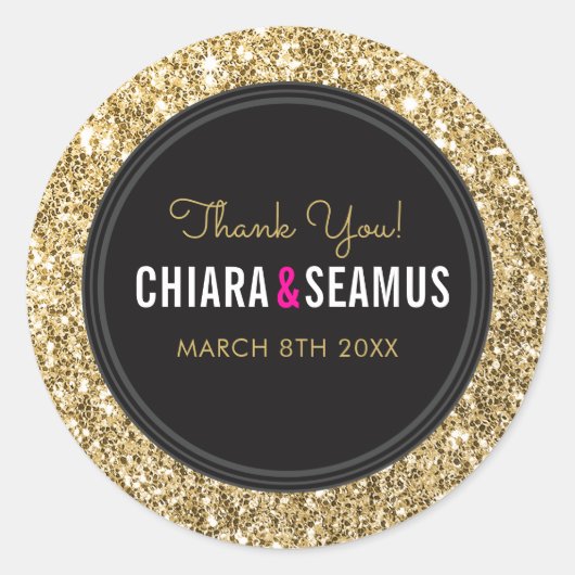 WEDDING COUPLE SIEGEL Moderne Luxus Gold Glitzer S Runder Aufkleber (Vorderseite)