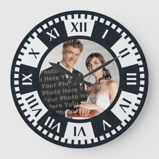 Wedding Couple's Photo Antique Style Clock Große Wanduhr (Vorderseite)
