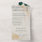 Wedding Cream Kindly Reply Emerald Green Rose All In One Einladung (Innen)