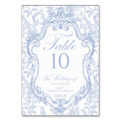Wedding Crest Blue Floral Elegant Script Tischnummer (Vorderseite)
