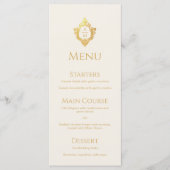Wedding Crest Gold Elegant Vintage Monogram Ivory Menükarte (Vorderseite)