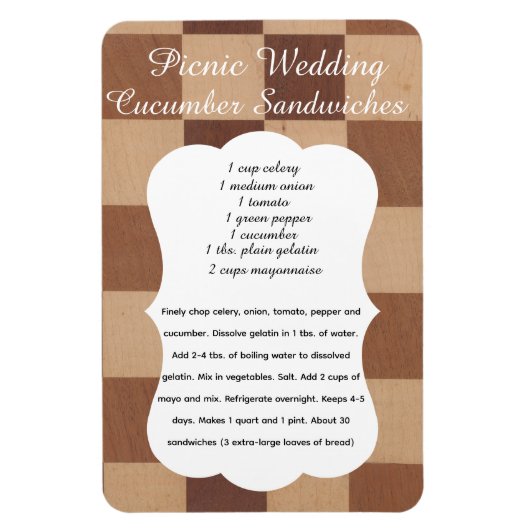 Wedding Cucumber Sandwich Recipe Magnet (Vertikal)