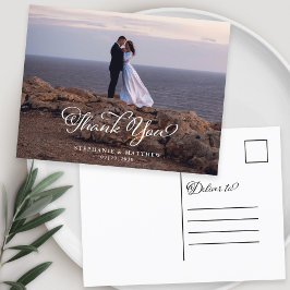 Wedding Custom Foto Vielen Dank Elegante Kalligrap Postkarte