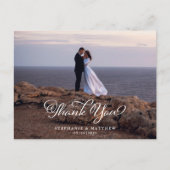 Wedding Custom Foto Vielen Dank Elegante Kalligrap Postkarte (Vorderseite)