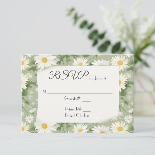 Wedding Daisies UAWG RSVP Karte (Stehend Vorderseite)