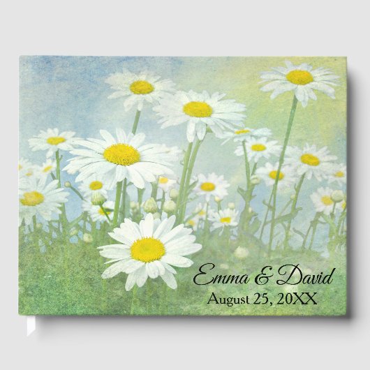 Wedding Daisy Field In Watercolor Gästebuch (Vorderseite)