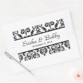 Wedding Damask Black and White V02 Rechteckiger Aufkleber (Umschlag)