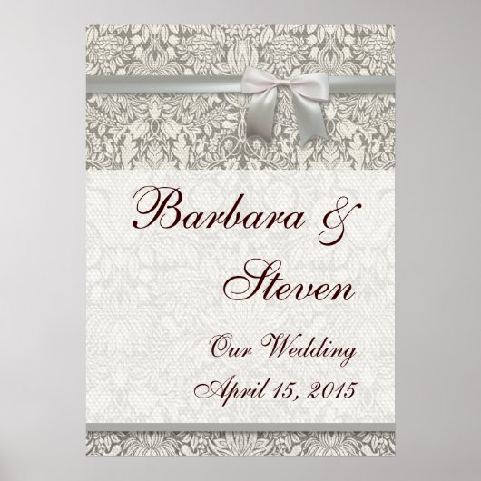 Wedding Damask Vintage White Wedding Old Lace Poster (Vorne)