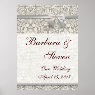 Wedding Damask Vintage White Wedding Old Lace Poster