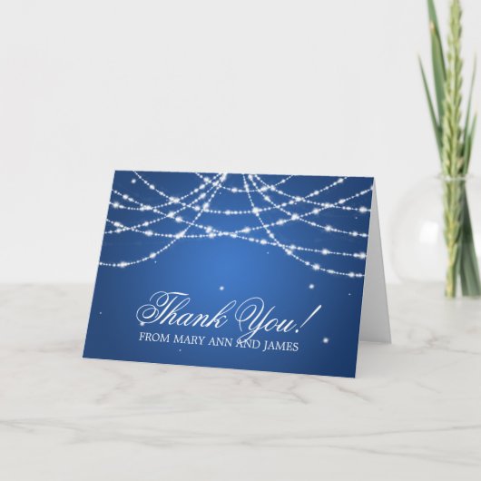 Wedding "Danke" Sparkling String Blue Dankeskarte (Vorderseite)
