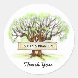 Wedding danken Ihnen Aufkleber - der Liebe-Baum