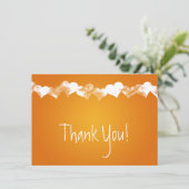 Wedding danken Ihnen, die orange Schmutz-Herzen zu Einladung (Stehend Vorderseite)