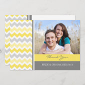 Wedding danken Ihnen Foto-Karten-Gelb-graues Dankeskarte (Vorne/Hinten)